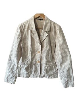 Reitmans 100% Cotton Striped Pinstripe Blazer Beige and Off White - Size 9